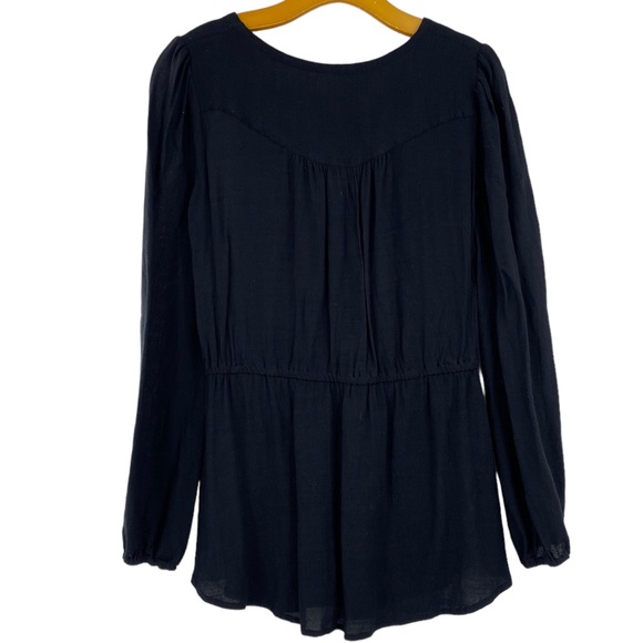 💕SALE💕 Free People Black Wildest Moment Lace Up Gathered Waist Boho Tunic Top - Picture 4 of 9